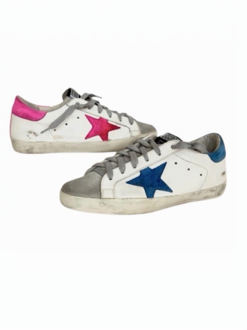Golden Goose Women’s Superstar Limited Edition Mismatched Sneakers Blue Pink 7
